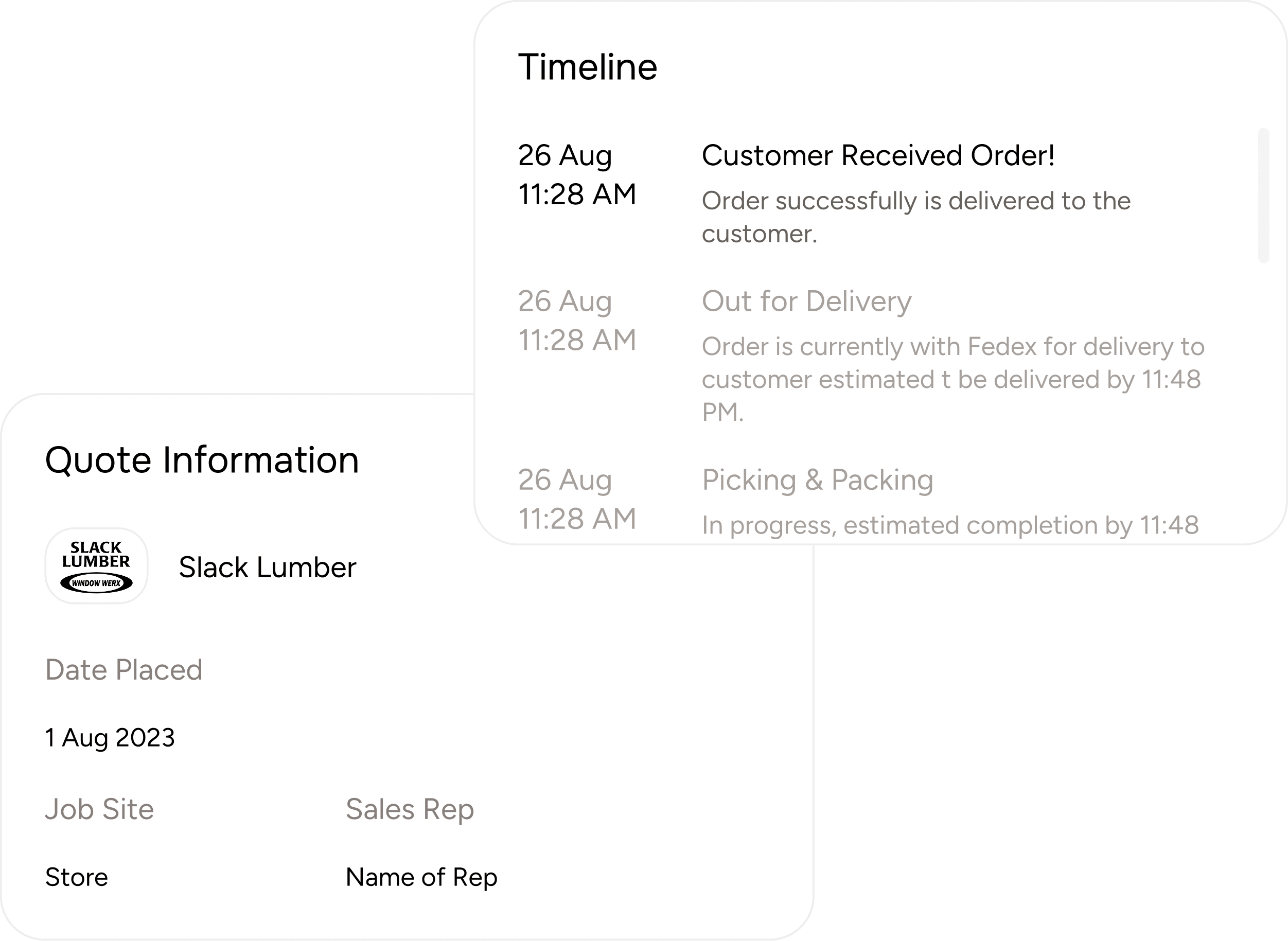 Track the process of the quote