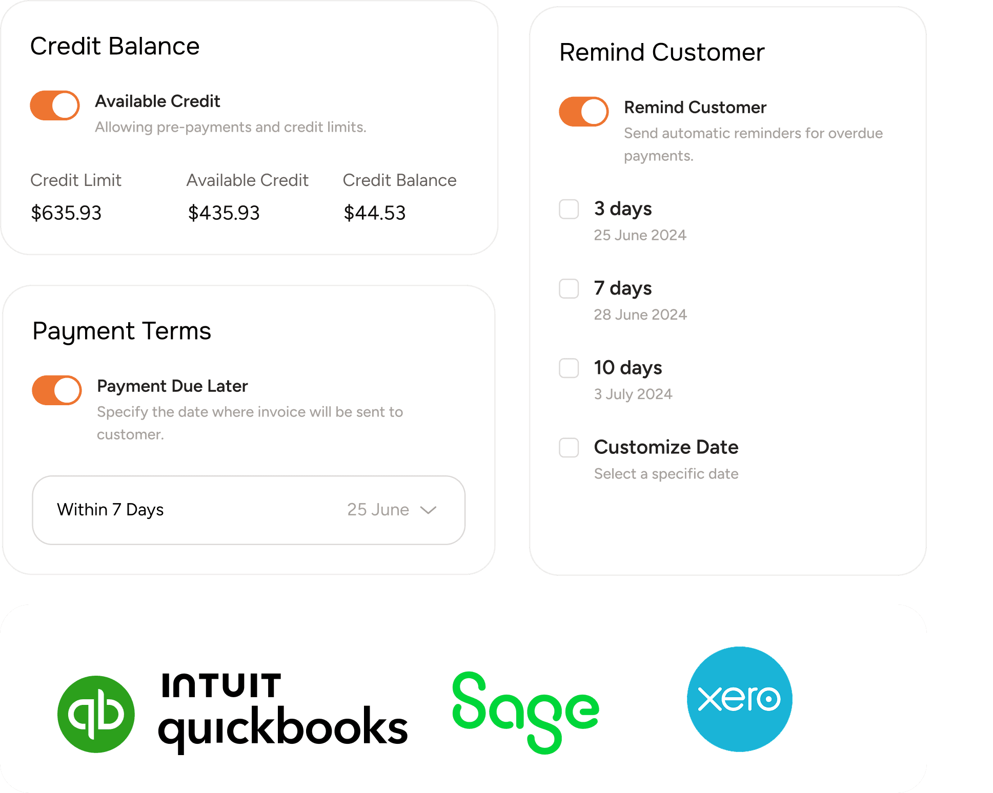 Allowing pre-payments and credit limits to B2B customers through credit balance