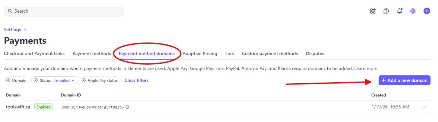Enable Apple Pay and Google Pay on ToolSwift Using Stripe 4